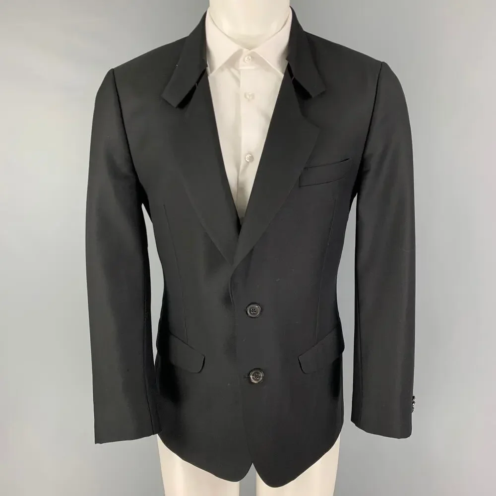 PAUL SMITH Size 40 Black Wool Silk Notch Lapel Sport Coat